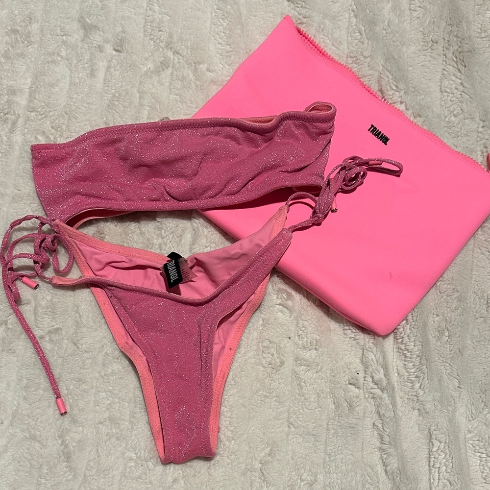 Triangl Swimwear Glittery Pink Bikini Set
